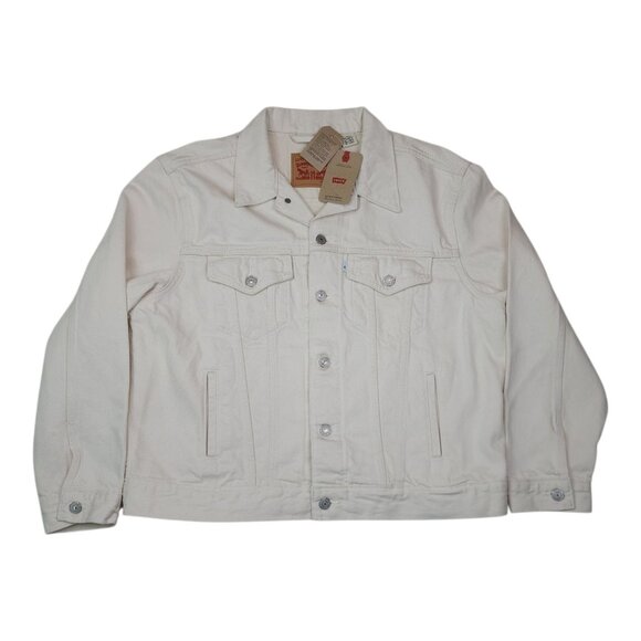Levis Ex-Boyfriend Trucker Denim Jacket XL 100% Cotton Off-White Original Women - Picture 1 of 14